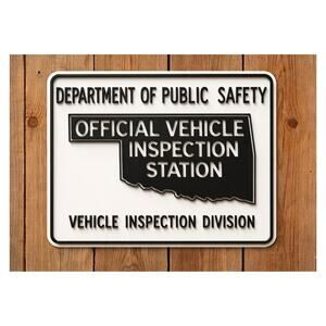 Oklahoma Official Vehicle Inspection Station Road Sign Department Public Safety